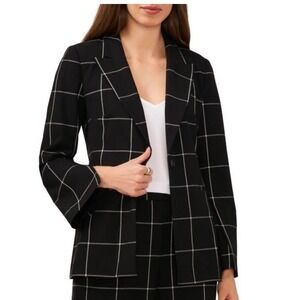 Halogen Women's‎ Blue Plaid Split Sleeve Blazer Career Office Chic (C)